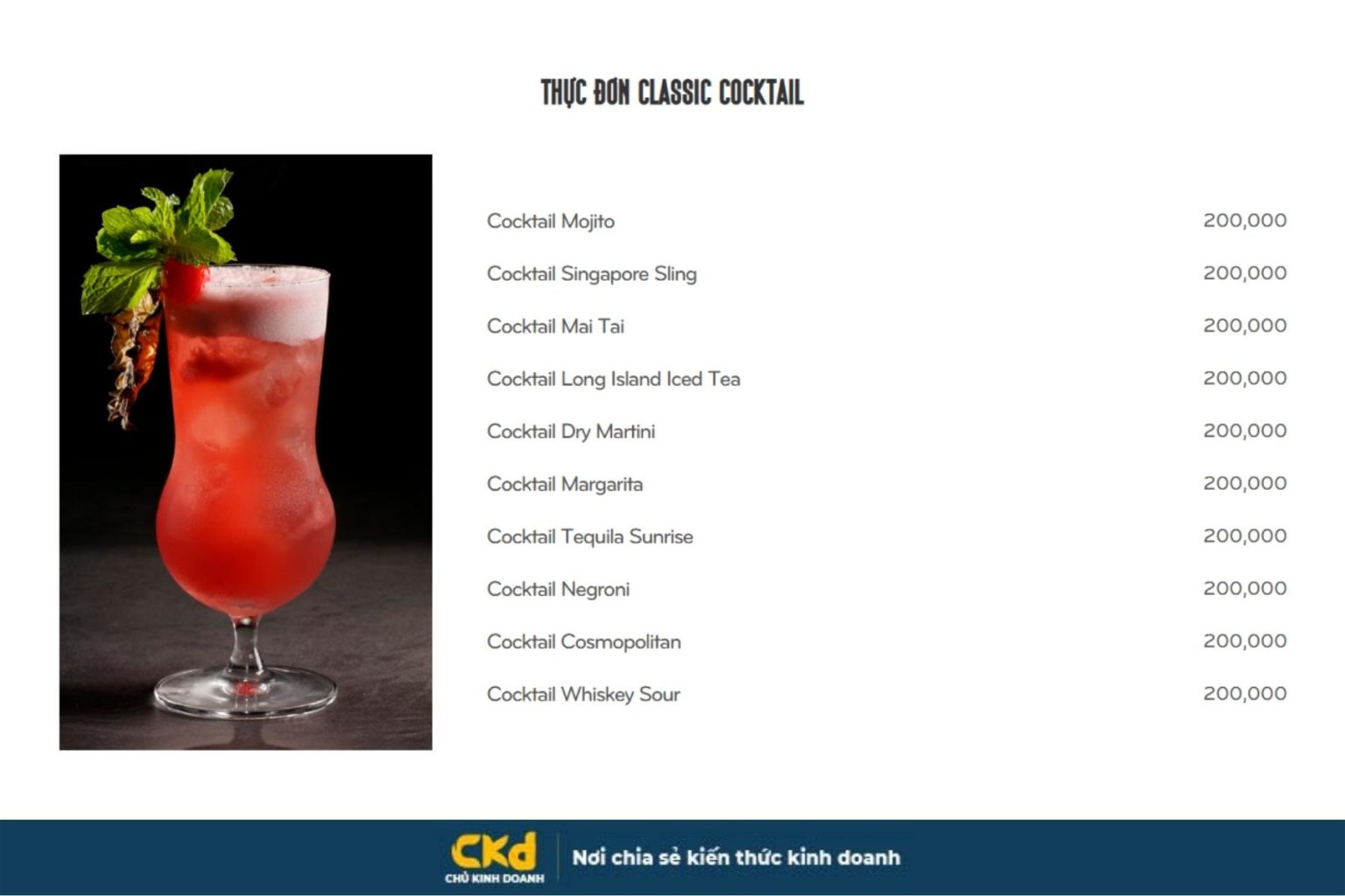 Menu quán Bar có gì? Tên các loại đồ uống ấn tượng trong Bar