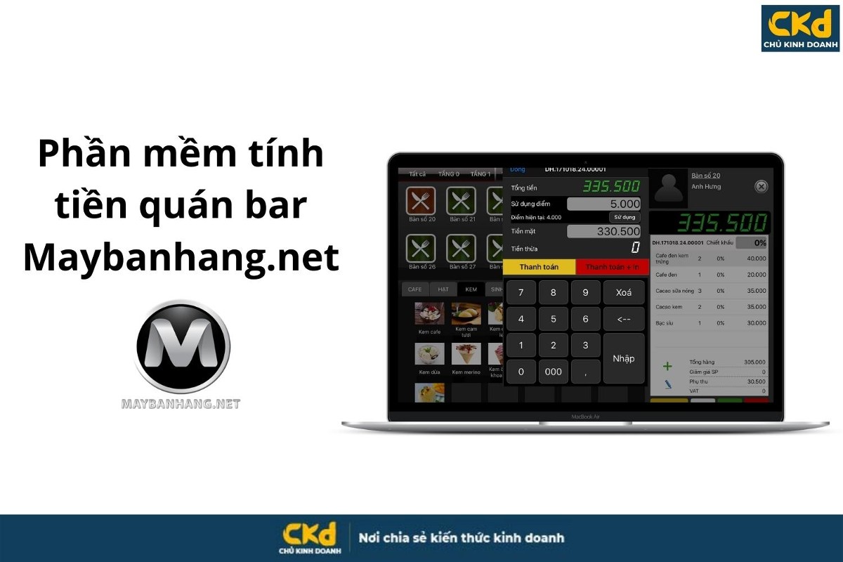 Phần mềm tính tiền quán bar Maybanhang.net